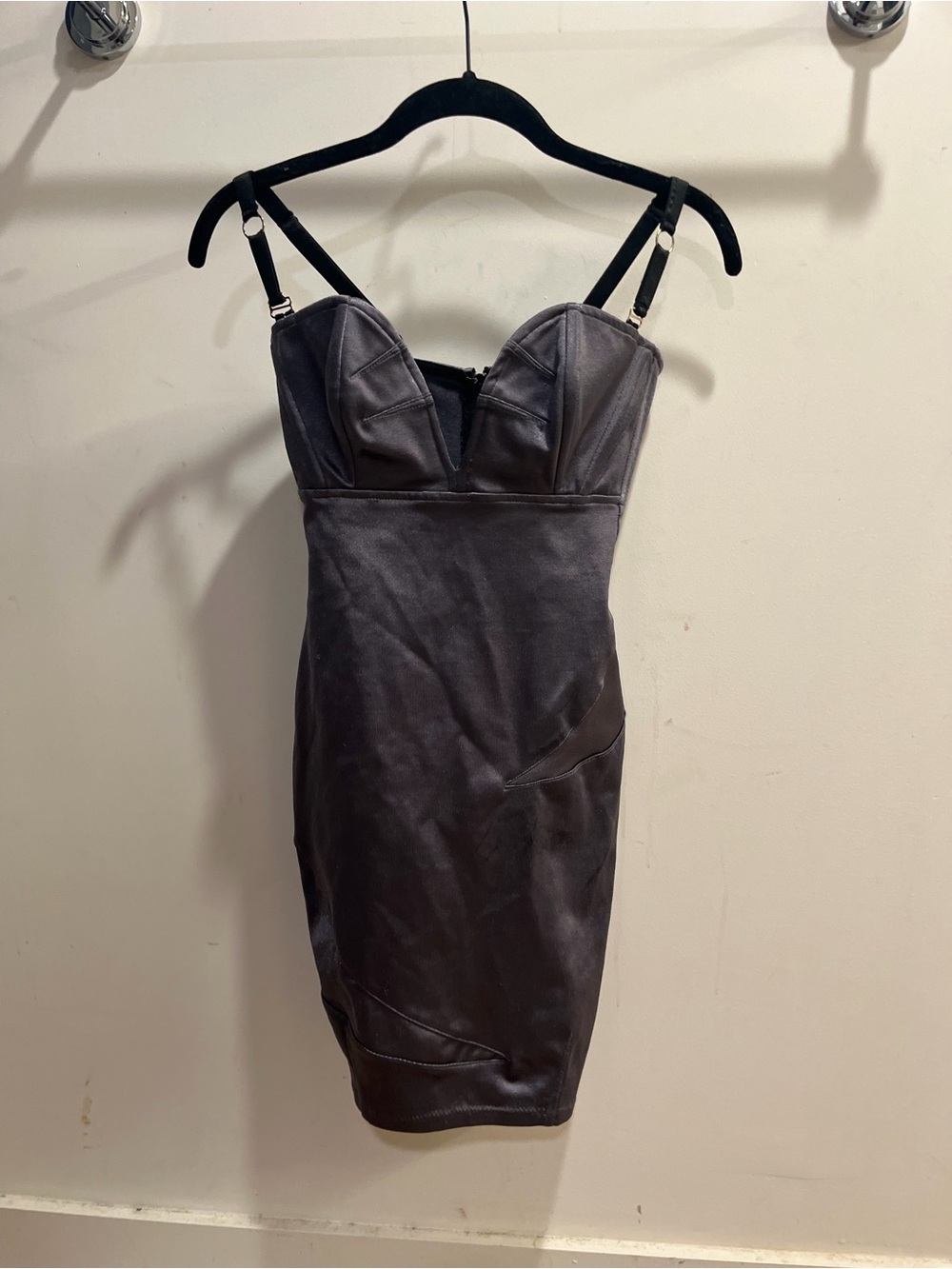 Charcoal Bustier Mini Dress with Adjustable Straps - it is large (4-6)